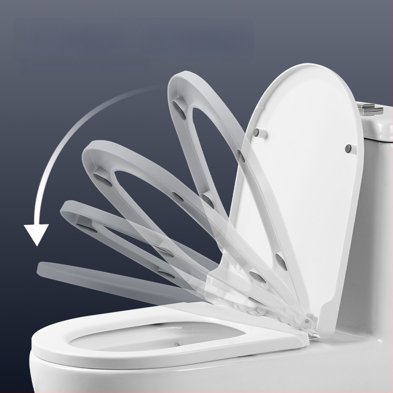 Kryt na WC, zosilnený, odolný voči prasknutiu, pomalé zatváranie, tvaru U alebo V, PP materiál, nastaviteľná vzdialenosť otvorov 13–17 mm.