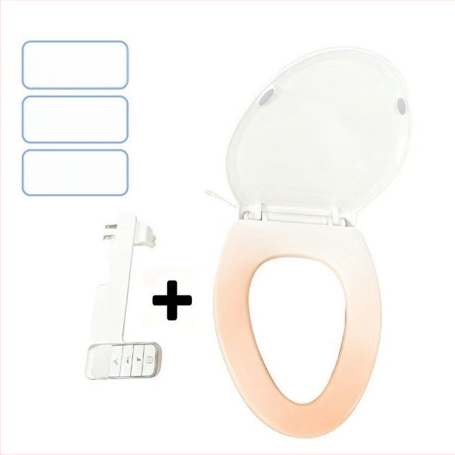 WC sedačka s integrovaným ABS čističom na zadok a čistenie tela, PP+ABS, jedným klikom rýchle demontáž, polstrovaná, vzdialenosť otvorov 134–186 mm, model S015-J027-01