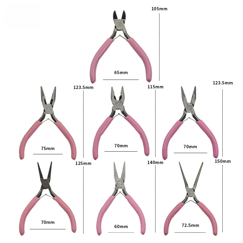 Papuošalų replės rinkinys: daugiafunkcinės replės su adatos nosimi, apvalią nosimi ir įstrižos nosies replėmis; aukštos anglies plienas; laidų izoliacijos pašalinimui