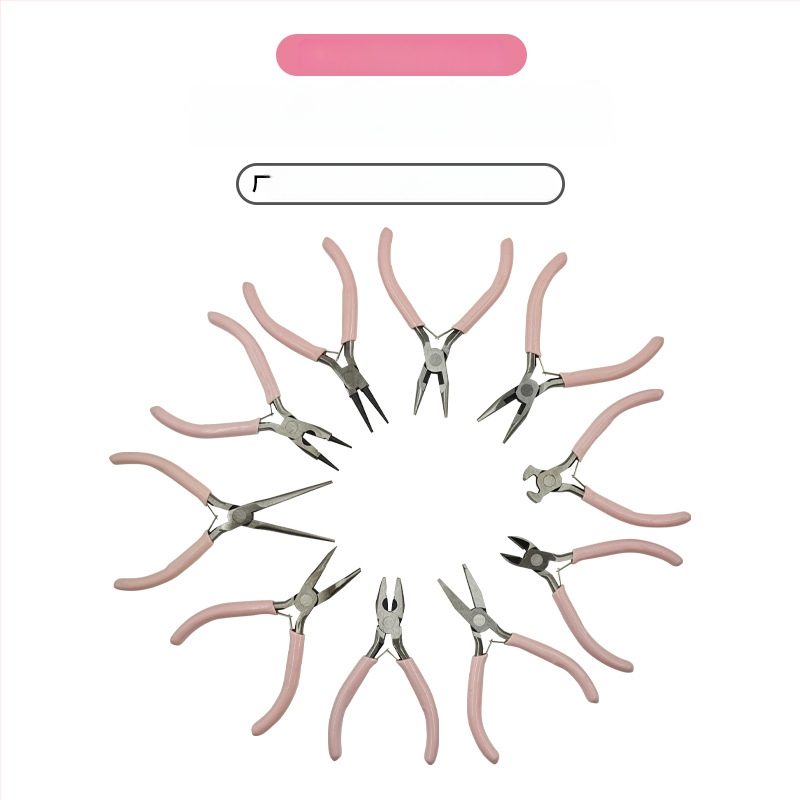 Papuošalų replės rinkinys: daugiafunkcinės replės su adatos nosimi, apvalią nosimi ir įstrižos nosies replėmis; aukštos anglies plienas; laidų izoliacijos pašalinimui