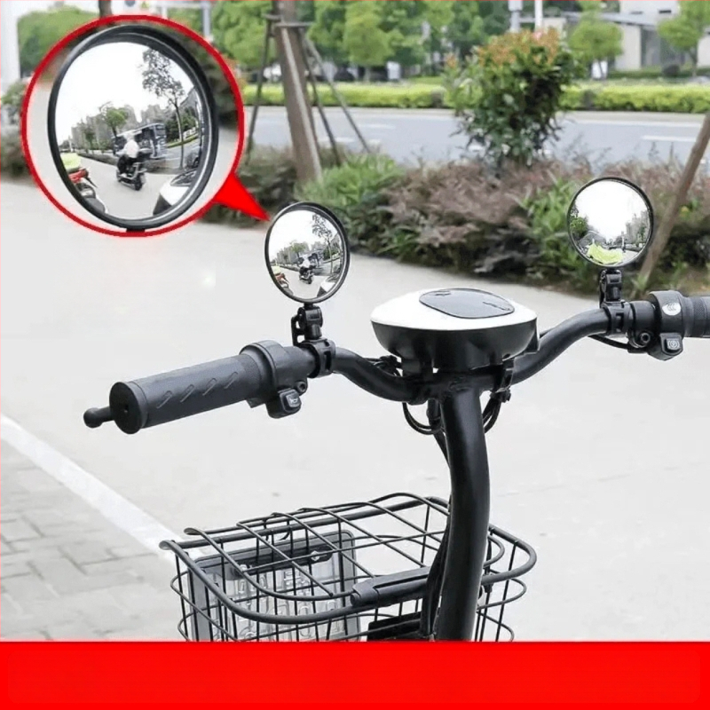 Zadné zrkadlo pre bicykle a elektro bicykle, kruhové sklenené zrkadlo s PP púzdrom, univerzálne uchytenie, malý kruhový model, na dochádzanie
