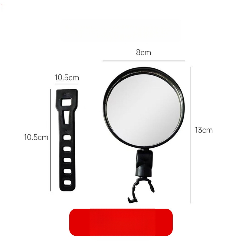 Zadné zrkadlo pre bicykle a elektro bicykle, kruhové sklenené zrkadlo s PP púzdrom, univerzálne uchytenie, malý kruhový model, na dochádzanie