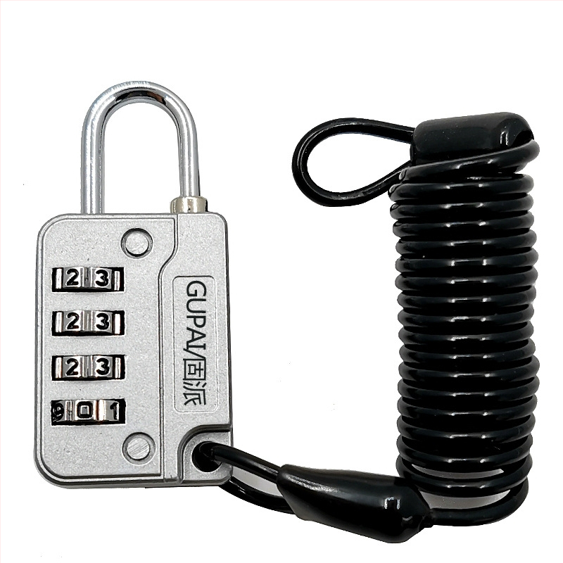 Mechanická zámka prilby pre bicykel, model 8092b, kovová konštrukcia, hrúbka ramena 3,7 mm, rozstup 16 mm