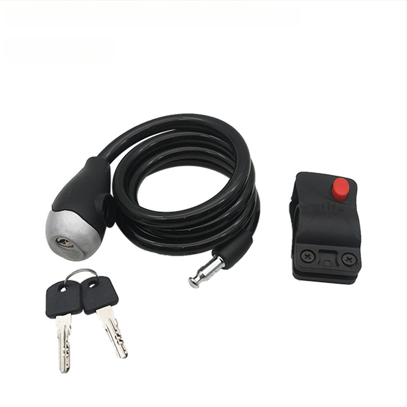 WJCY Plieno kabelio spyna dviračiams ir motocikliams – fiksuoto žiedo tipo, su raktu, metalo konstrukcija