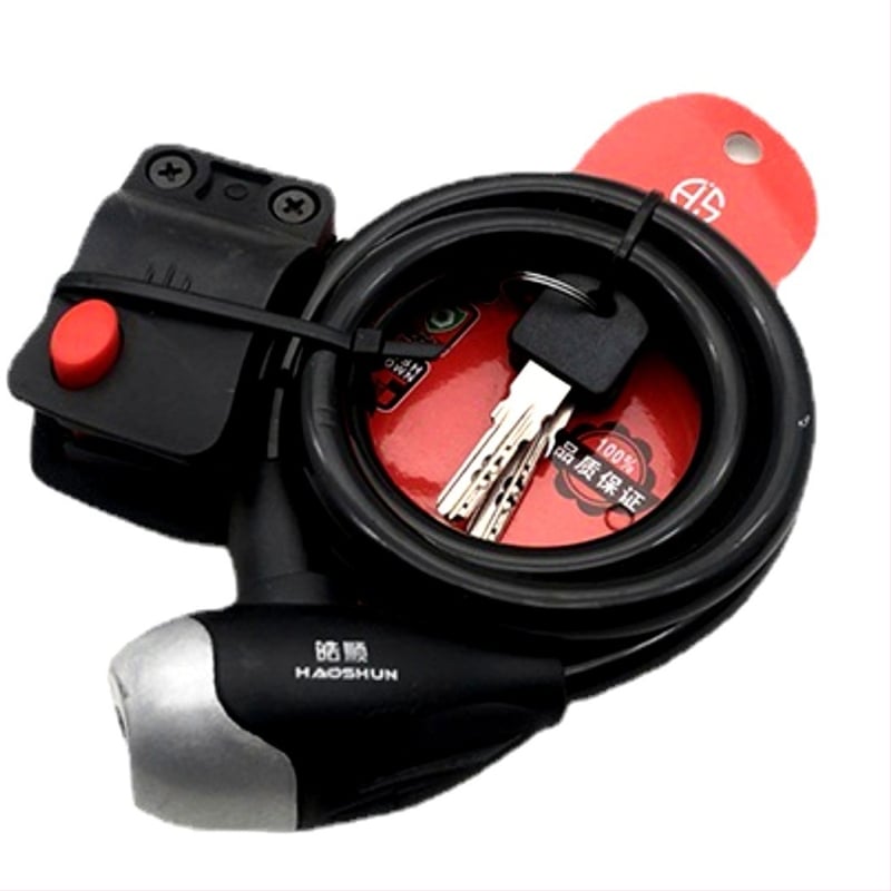 WJCY Plieno kabelio spyna dviračiams ir motocikliams – fiksuoto žiedo tipo, su raktu, metalo konstrukcija