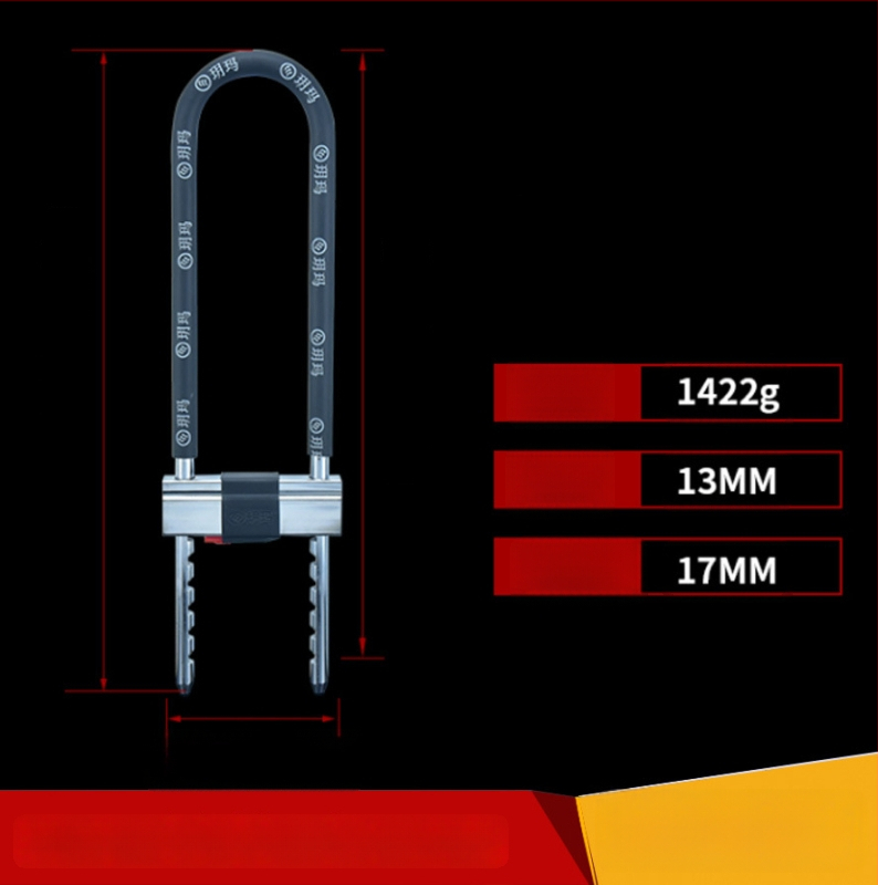 Yima zámok na sklenené dvere s predĺženým U‑tvarovým zámkom a dvojitou rukoväťou, model 3048/3049, oceľ, 1,5 kg, pre sklenené dvere, skladové a obchodné dvere
