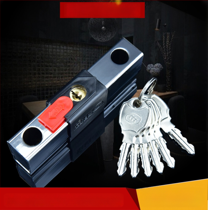 Yima zámok na sklenené dvere s predĺženým U‑tvarovým zámkom a dvojitou rukoväťou, model 3048/3049, oceľ, 1,5 kg, pre sklenené dvere, skladové a obchodné dvere