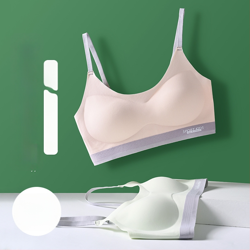 Tréningová podprsenka pre dievčatá vo veku 12–15 rokov, nylon, 3/4 košík, formovaný košík bavlna, pevné dvojité ramienka
