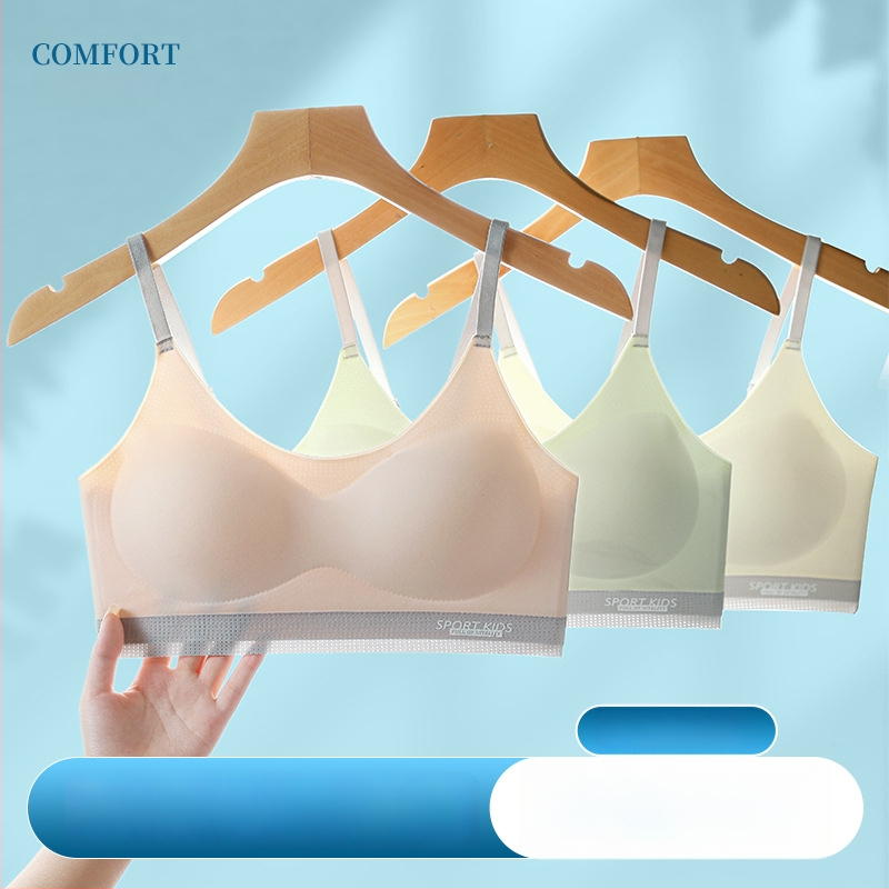Tréningová podprsenka pre dievčatá vo veku 12–15 rokov, nylon, 3/4 košík, formovaný košík bavlna, pevné dvojité ramienka