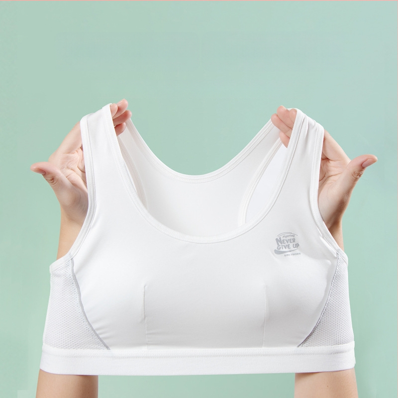 Dievčenská vestová športová podprsenka, bez výstuže, plný košíček s tenkými tvarovanými košíčkami, priedušný materiál (polyester/nylon/spandex)