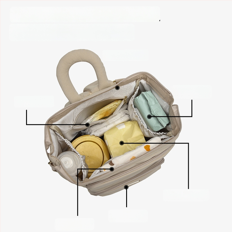 JOYNCLEON Ruksak za njegu bebe — vodootporan s odjeljivanjem suho/mokro; materijal: tkanina; dizajn: ruksak; zakrivljena naramenica