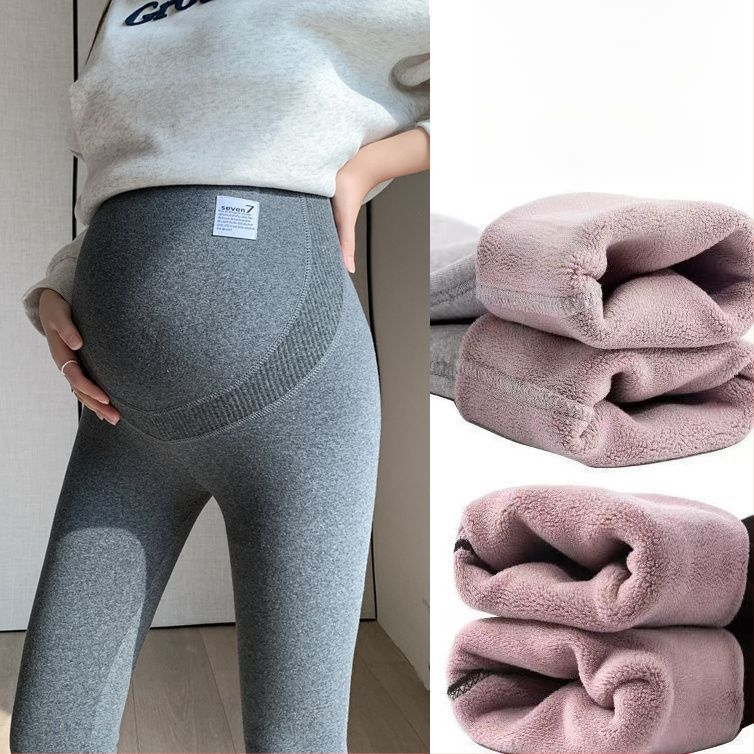 Tehotenské nohavice – Chenille flísová podšívka, Spandex <30%, stredný pás, dĺžka 9/10, teplé