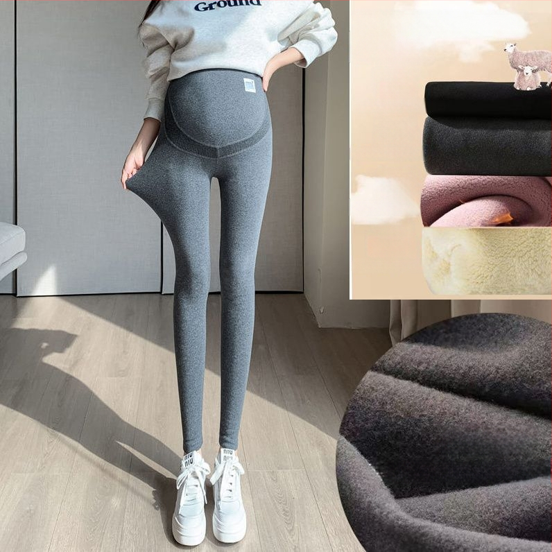 Tehotenské nohavice – Chenille flísová podšívka, Spandex <30%, stredný pás, dĺžka 9/10, teplé