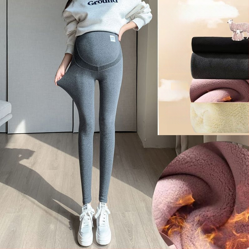 Tehotenské nohavice – Chenille flísová podšívka, Spandex <30%, stredný pás, dĺžka 9/10, teplé