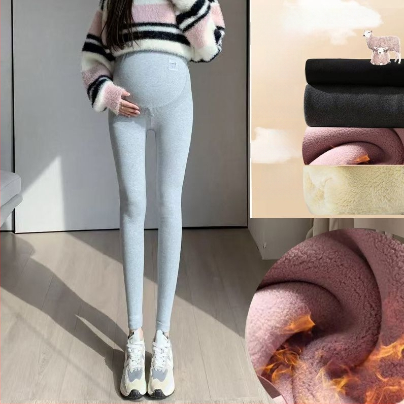 Tehotenské nohavice – Chenille flísová podšívka, Spandex <30%, stredný pás, dĺžka 9/10, teplé