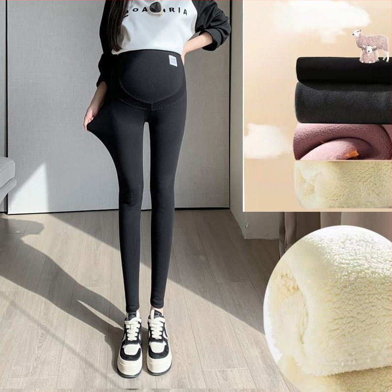 Tehotenské nohavice – Chenille flísová podšívka, Spandex <30%, stredný pás, dĺžka 9/10, teplé