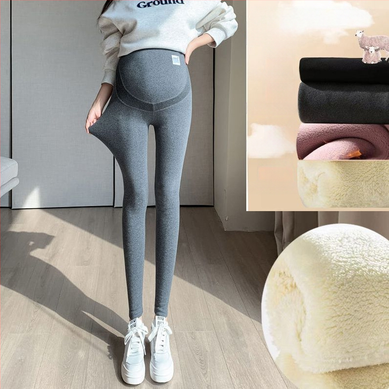 Tehotenské nohavice – Chenille flísová podšívka, Spandex <30%, stredný pás, dĺžka 9/10, teplé