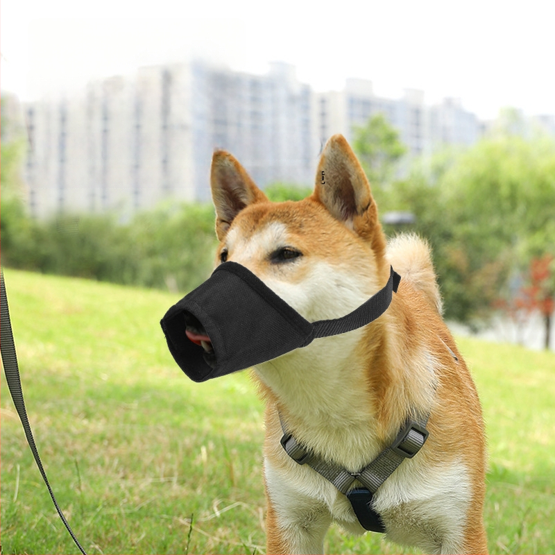 Muzzle pre psy, nastaviteľný, dýchajúci Oxford materiál, anti hrýz, anti olizovanie, zabraňuje jedenie