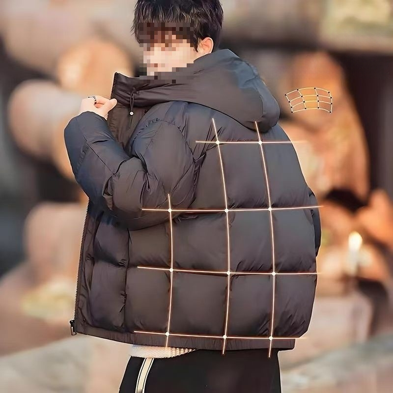 Mužská dlhá zimná bunda s kapucňou, výplň z kačacieho downu, 100% down, nepremokavá a teplá, základný štýl, mladistvý.