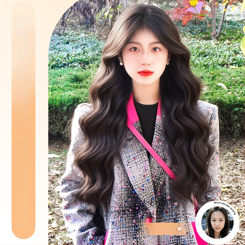 Dámska parochňa – ľahko zvlnené vodné vlny, objem v hornej časti, kučeravé vlasy, vysokoteplotná hodvábna vlákna, mechanické spracovanie, možné farbiť