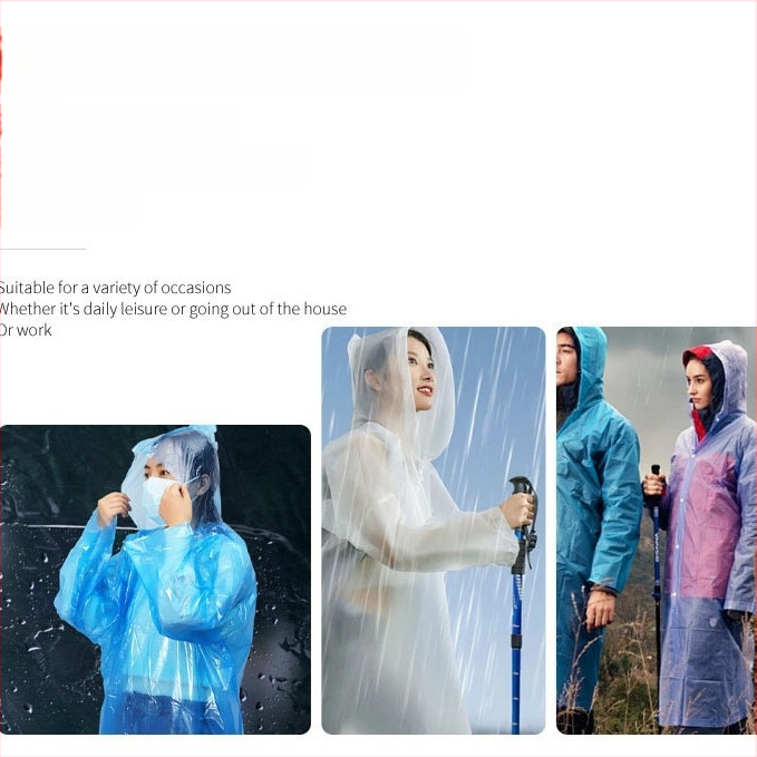 Дъждобран за възрастни, еднократен, PVC плат, качулка, лек и преносим походен пончо