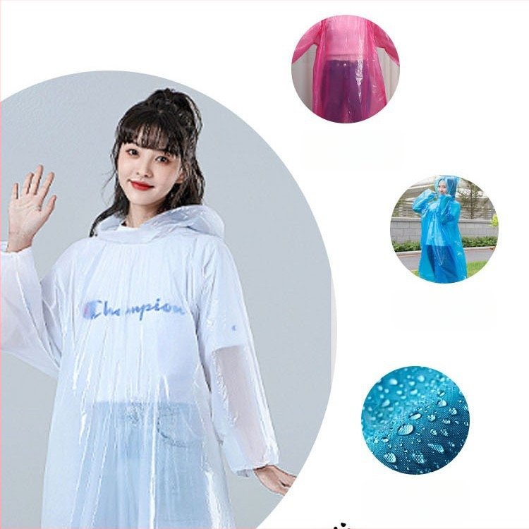 Дъждобран за възрастни, еднократен, PVC плат, качулка, лек и преносим походен пончо
