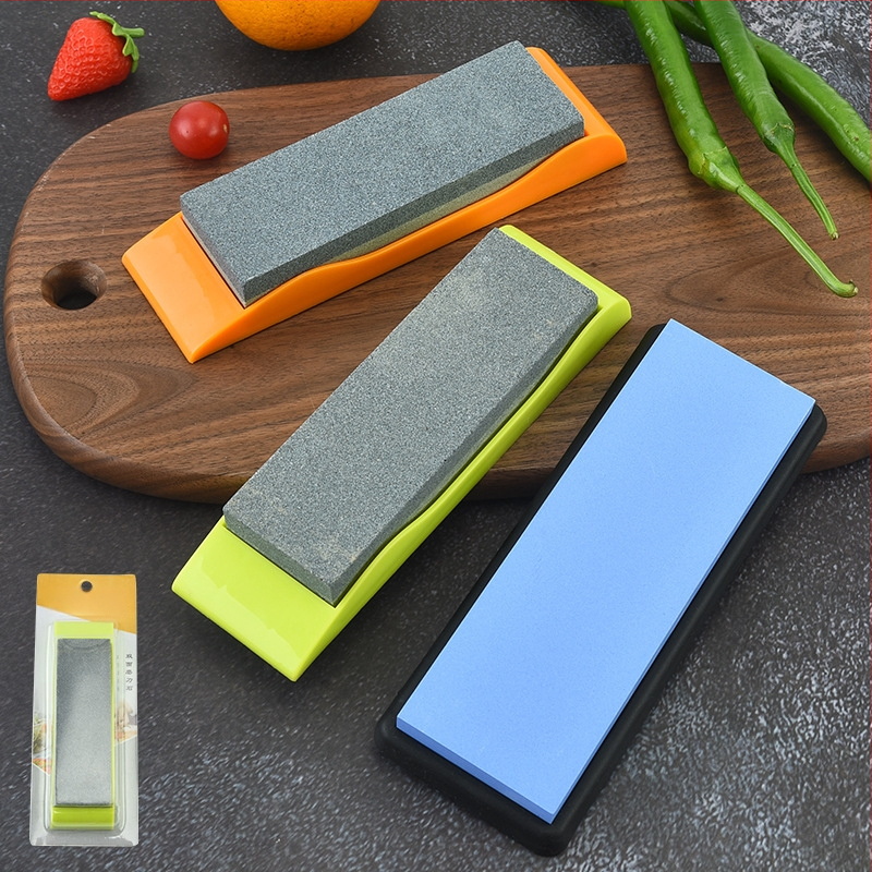 Dvojstranný brúsny kameň s držiakom na drez pre kuchynské nože a nožnice — korund