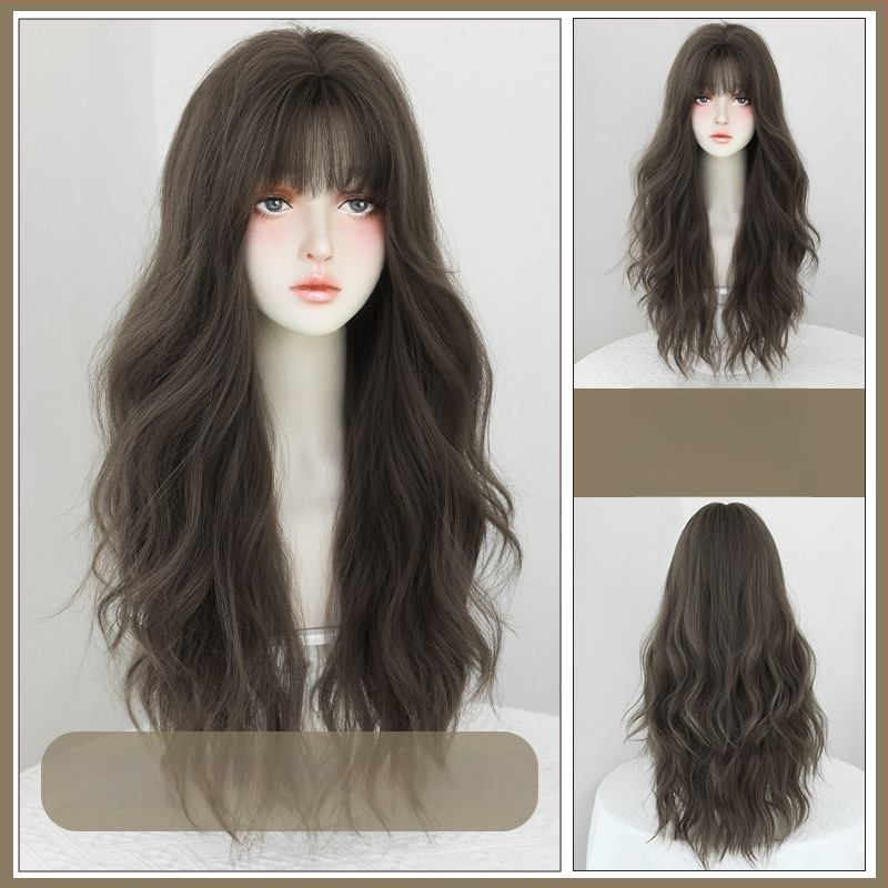 Dlhý vlnitý paroch s plným pokrytím hlavy, pull-on štýl, nadýchaný prirodzený vzhľad, vlákno odolné voči teplu, model C-0335, korejský štýl, zachová tvar bez farbenia