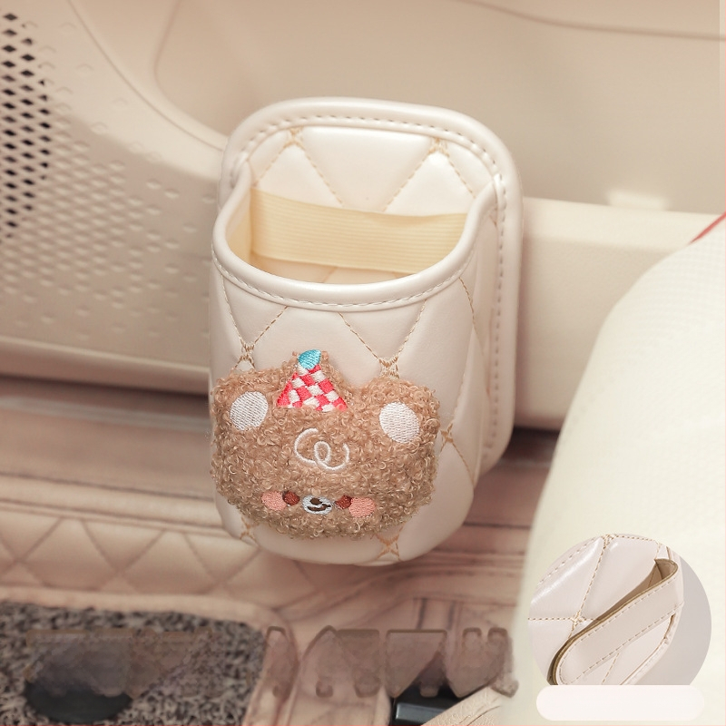 Кожен държач за чаша за автомобил с монтиран върху вратата шкаф за съхранение — модел H182, произход Zhejiang