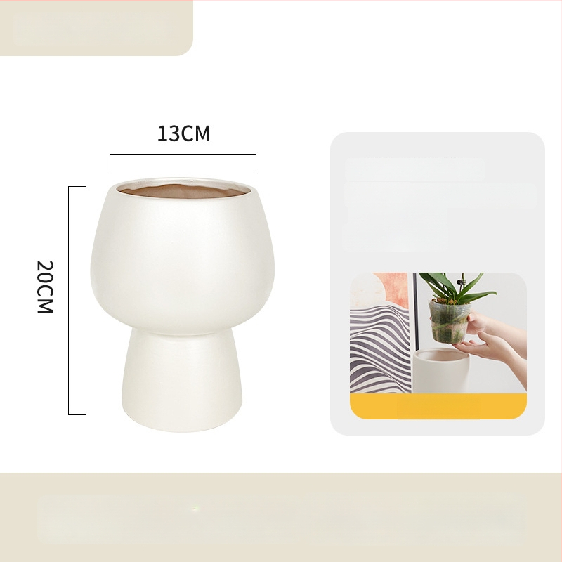 Keramický kvetináč na orchideu, na stolné použitie, štýl nordickej jednoduchej estetiky, glazovanie a maľovanie
