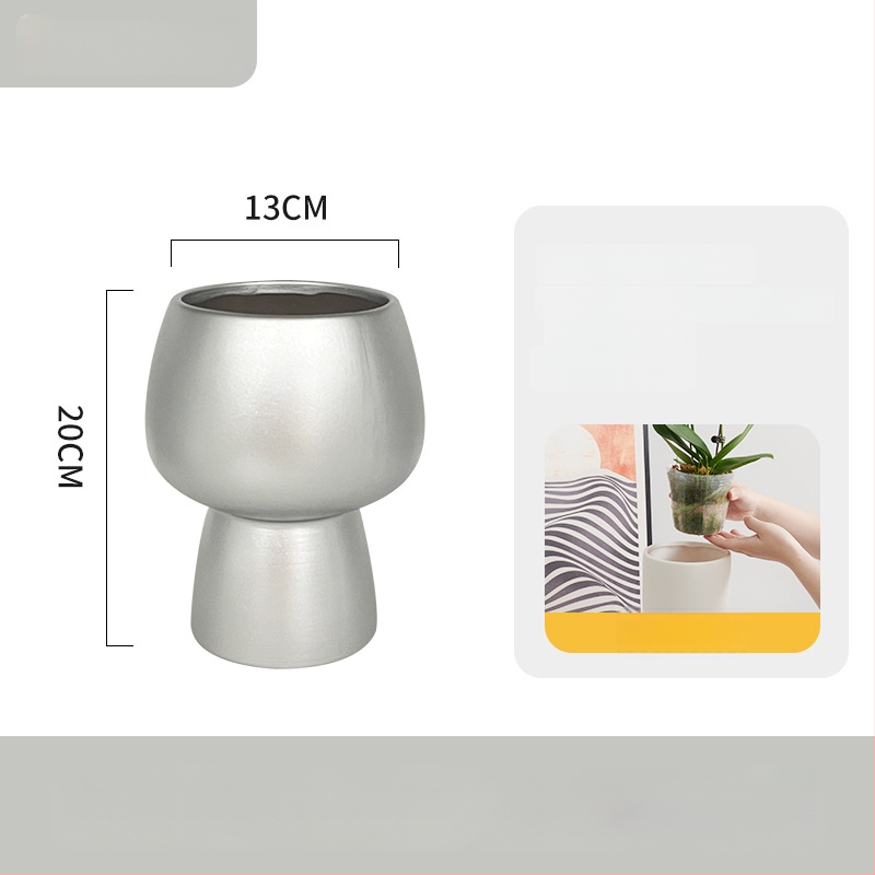 Keramický kvetináč na orchideu, na stolné použitie, štýl nordickej jednoduchej estetiky, glazovanie a maľovanie
