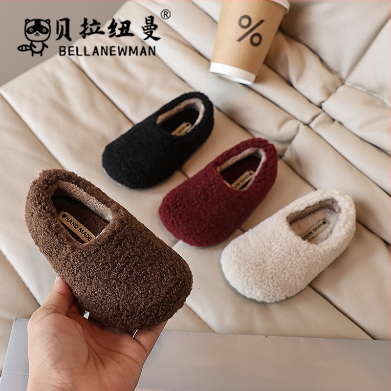 Dievčenské slip-on mokasíny z Veluru, gumová podrážka, stredná hrúbka, jeseň 2024