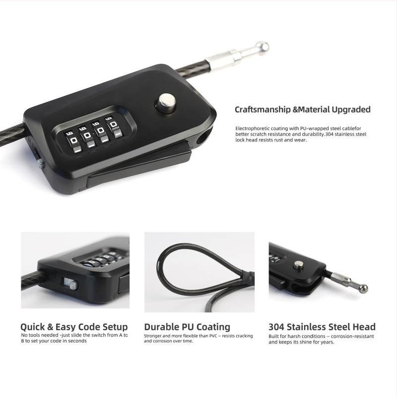 UP Security 01D6-ADJ Tsinki sulam parooliga lukk jalgrattale/skuteri/elektrilisele sõidukile – kerge luksus, 355 g