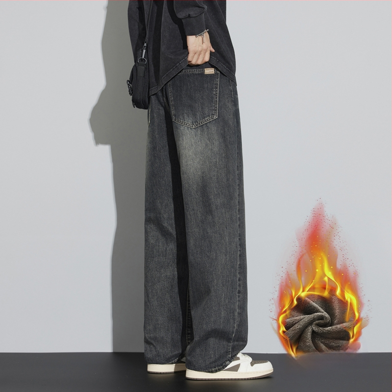 Meeste teksad, retro-stiil, sirge lõikega, pestud denim, keskmine talje