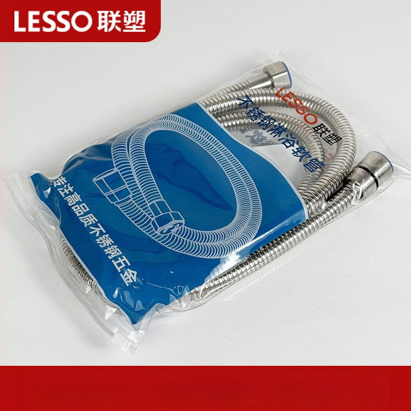 Ruostevabast terasest painduv duššivoolik majapidamises koos keermestatud ühendusega, pikendatud paksenenud toru, rõhu tõstmine — mudelid LS064150, LS064200, 1.6 MPa, 0–80°C