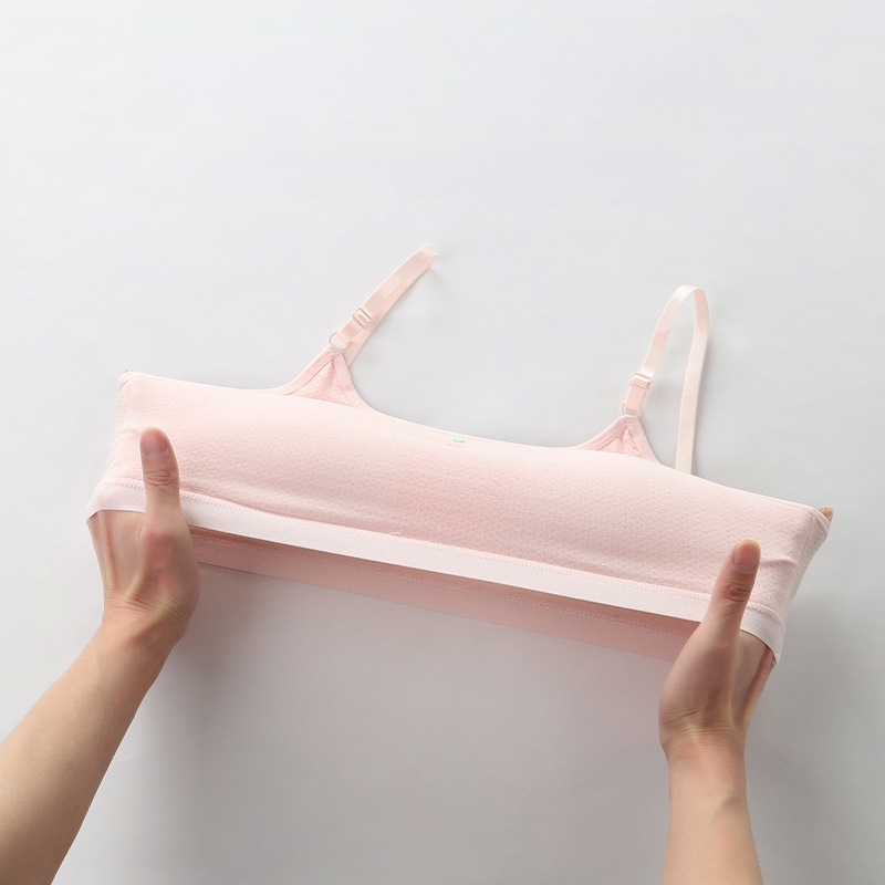 Bavlnená tréningová podprsenka pre dievčatá, košík 3/4, tenké formované košíky, pevné dvojité ramienka, priedušná a pohodlná