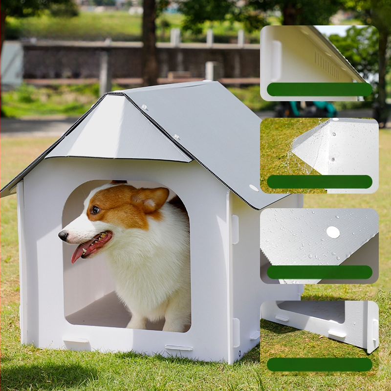 Външна пластмасова кучешка къща за всички сезони, водоустойчива и влагоустойчива, за кучета от малки до средни породи