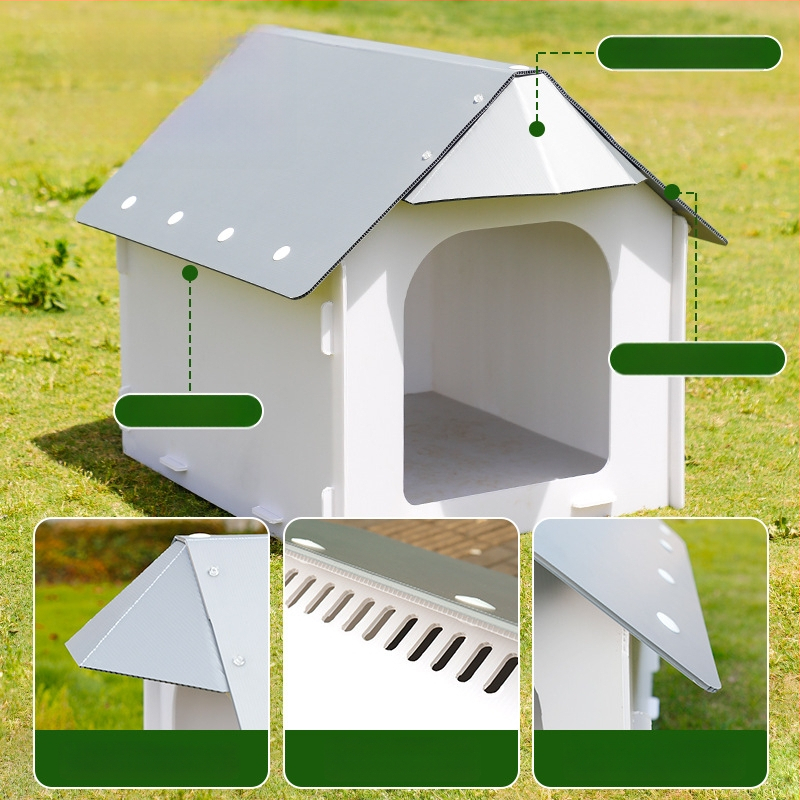 Външна пластмасова кучешка къща за всички сезони, водоустойчива и влагоустойчива, за кучета от малки до средни породи
