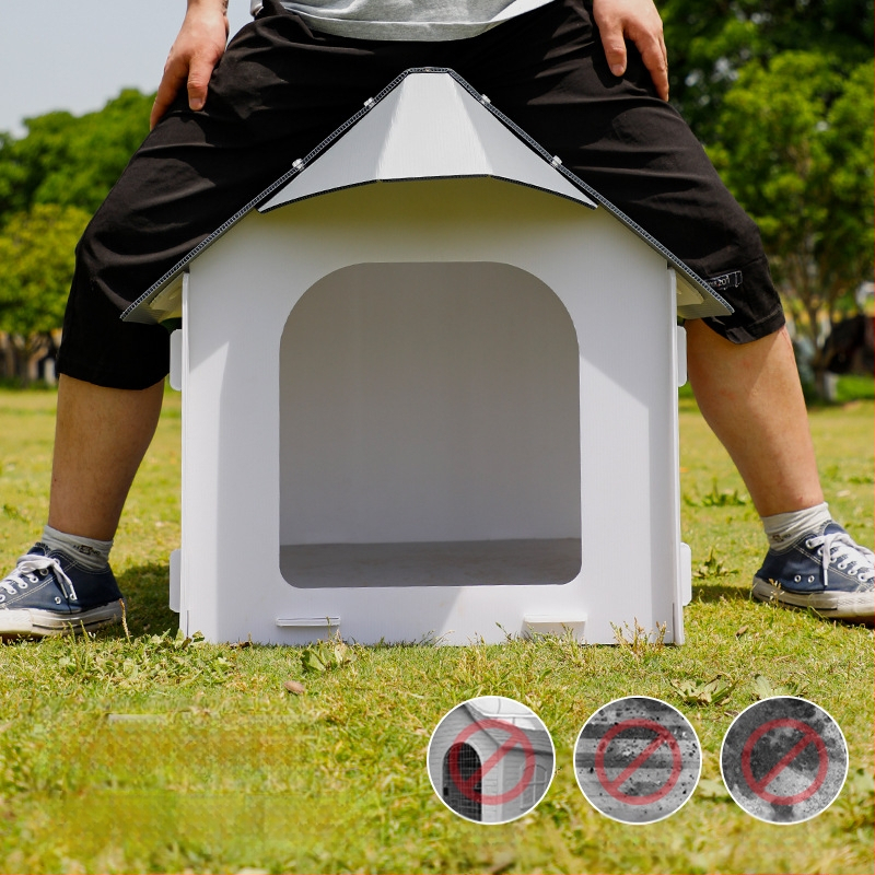 Външна пластмасова кучешка къща за всички сезони, водоустойчива и влагоустойчива, за кучета от малки до средни породи
