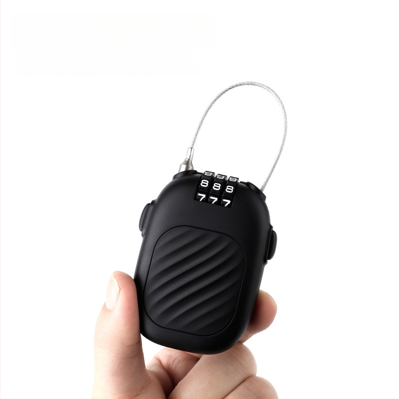 Rozťahovací číselný zámok s oceľovým drôtom pre prilbu na motorku, košík, batožinu a detské auto — 2 mm tyč, ABS plast + oceľ, model JH13