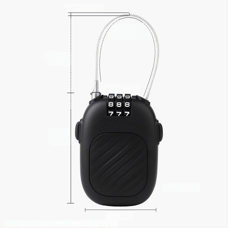 Rozťahovací číselný zámok s oceľovým drôtom pre prilbu na motorku, košík, batožinu a detské auto — 2 mm tyč, ABS plast + oceľ, model JH13