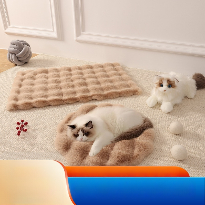 Velúrové hniezdo pre mačky a psy – teplé, protišmykové kruhové lôžko na vnútorné použitie a do auta, na všetky ročné obdobia