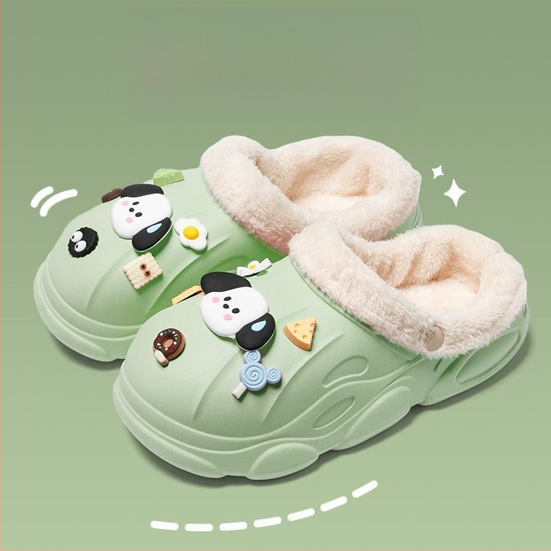 Detské EVA papuče s kresleným vzorom, vodeodolné, protišmykové, fleece podšitie, s odnímateľnou vložkou