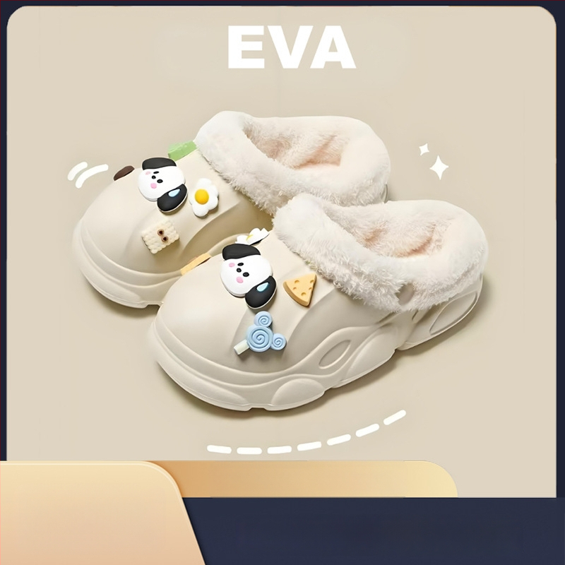 Detské EVA papuče s kresleným vzorom, vodeodolné, protišmykové, fleece podšitie, s odnímateľnou vložkou