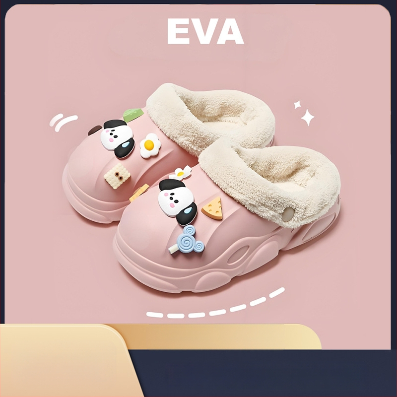 Detské EVA papuče s kresleným vzorom, vodeodolné, protišmykové, fleece podšitie, s odnímateľnou vložkou