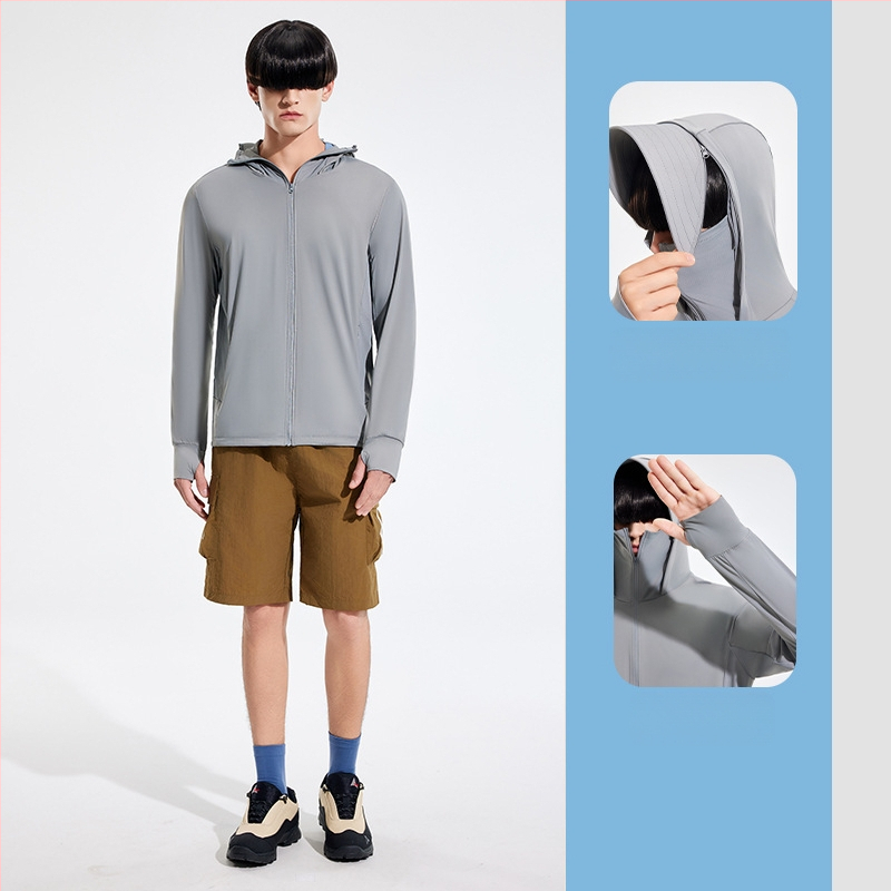 Išorinė vėjinė striukė su UPF50+ UV apsauga, kvėpuojanti, ultra lengva, greitai džiūsta, su gobtuvu