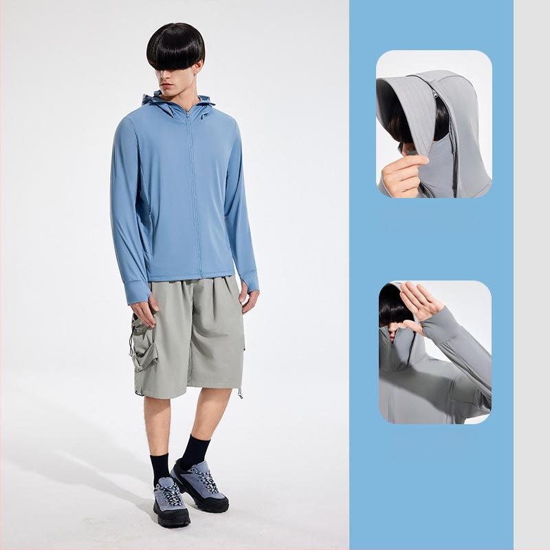 Išorinė vėjinė striukė su UPF50+ UV apsauga, kvėpuojanti, ultra lengva, greitai džiūsta, su gobtuvu