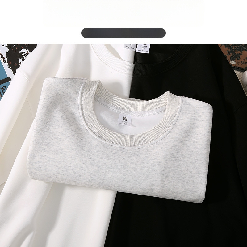 Ťažká bavlnená mikina, voľný strih, guľatý výstrih, dlhé rukávy