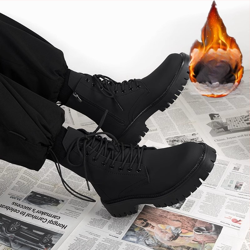 Muške čizme Martin, gornji dio od mikrovlaknaste kože, potplat od gume, bez podstavke, britanski stil