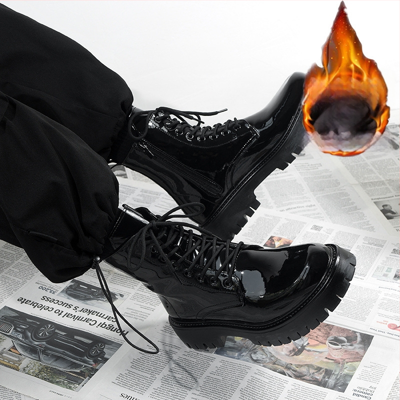 Muške čizme Martin, gornji dio od mikrovlaknaste kože, potplat od gume, bez podstavke, britanski stil